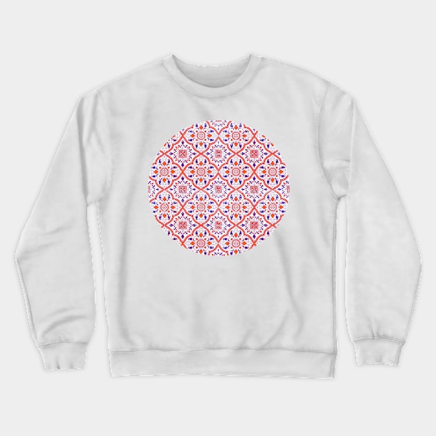 Arabic Orange and indigo Moroccan Pattern (Decorative Border) Crewneck Sweatshirt by The Ministry of Fashion Prints